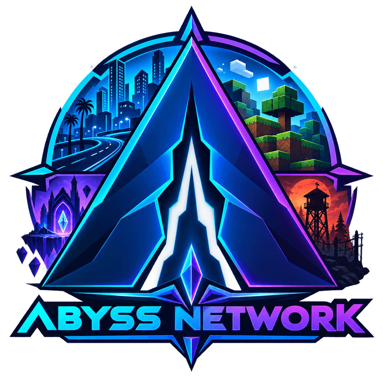 Abyss Network – Logo mit unseren Spielwelten